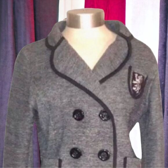 JJ Basics (Kohl’s) VTG Y2K Military Academia Cropped Blazer Jacket Junior’s M - Picture 7 of 16